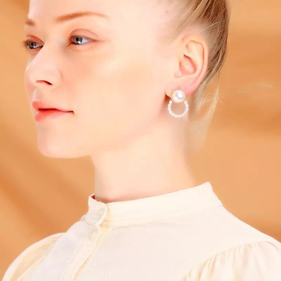 Korean Style Acrylic Pearl Stud Earrings - Picture 7 of 9